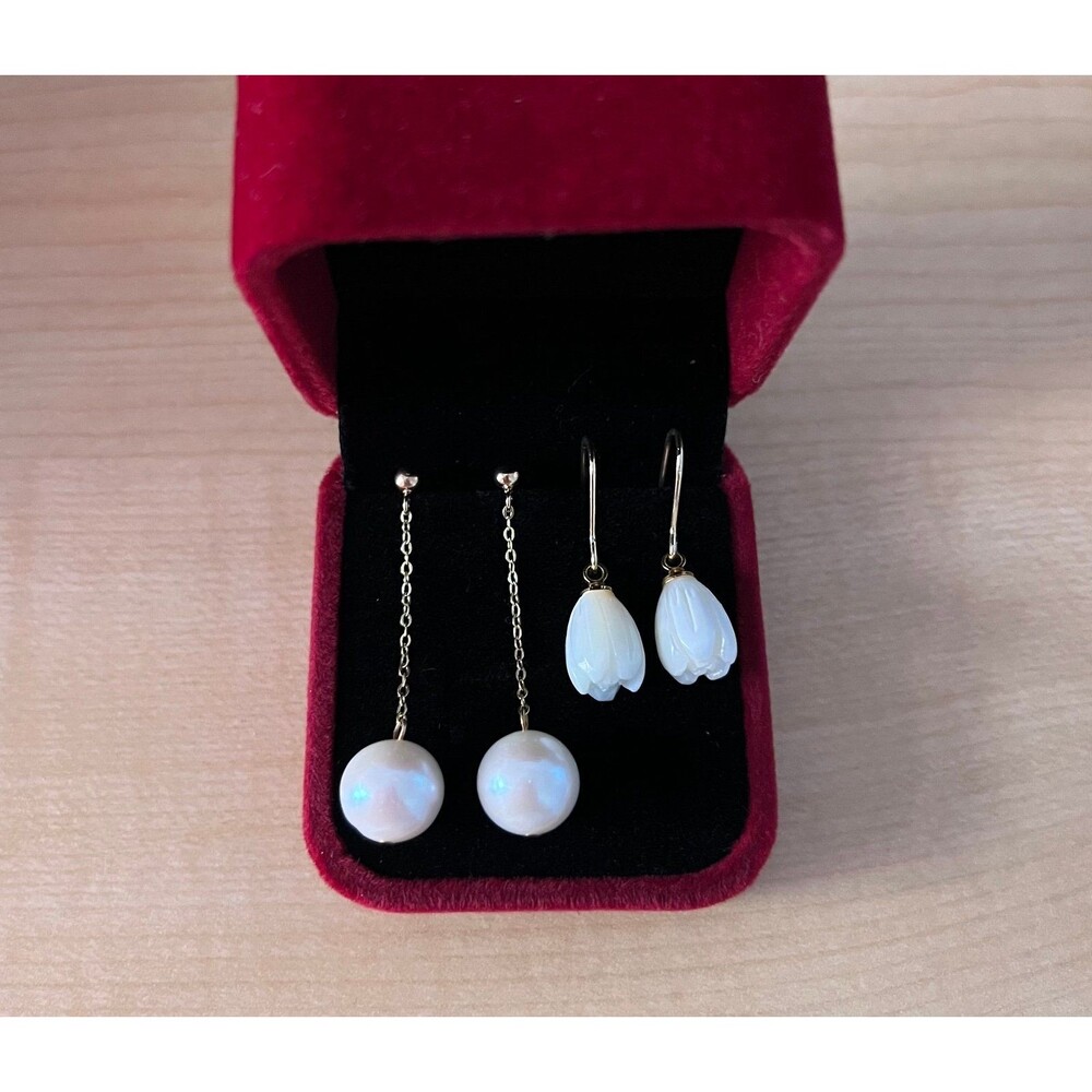 Handmade 14k Gold Filled Pearl & Shell Earrings